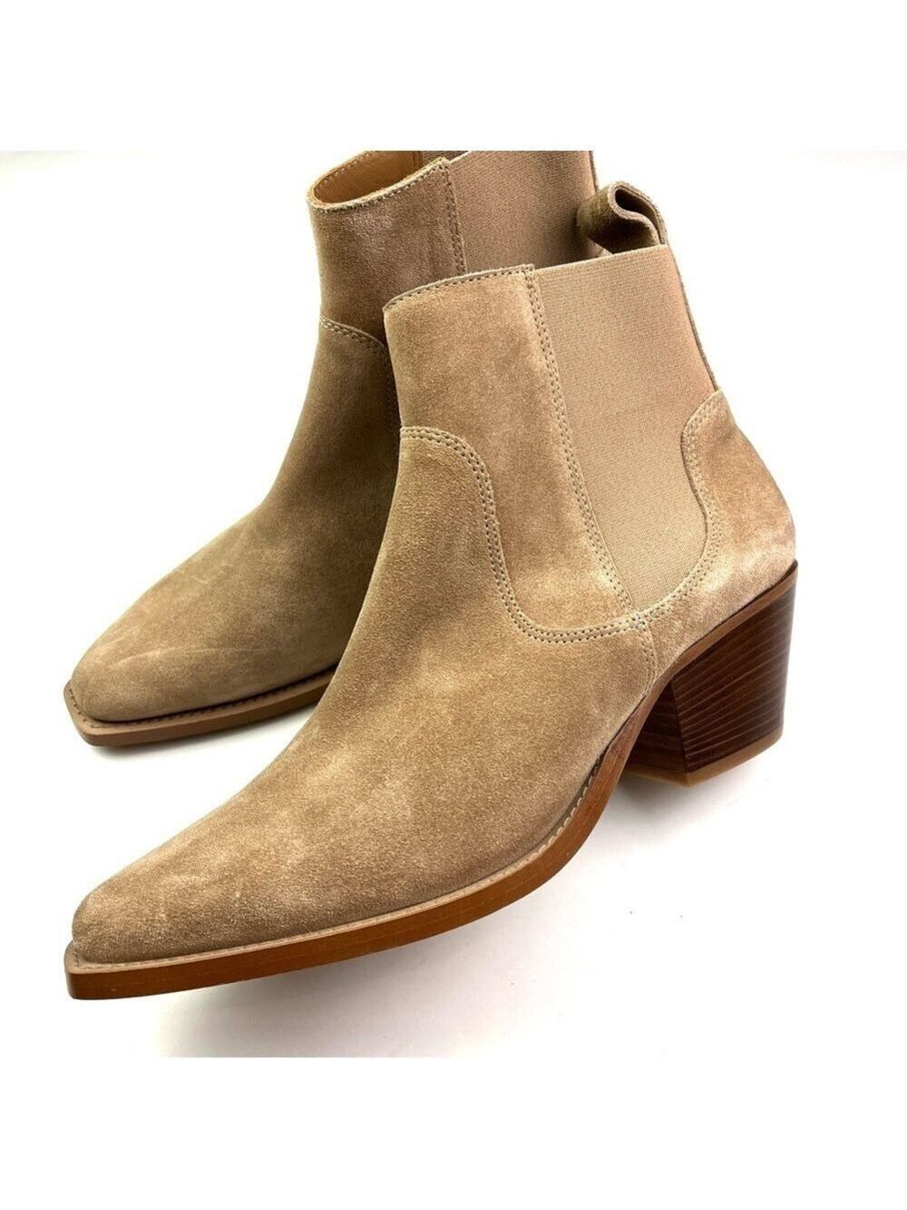 New Everlane The Western Boot Tan Suede Square Toe Block Heel size 9.5 - Picture 4 of 9